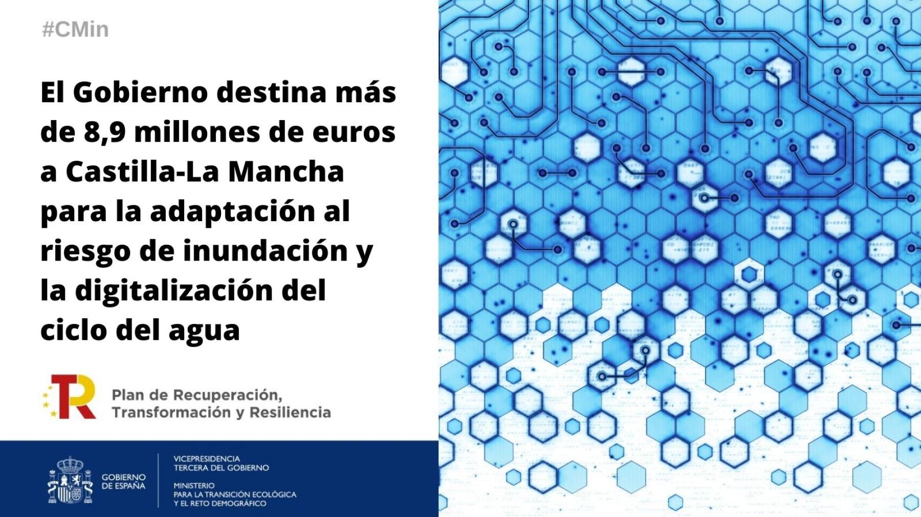 El Gobierno destina más de 8,9 millones de euros a Castilla-La Mancha para la adaptación al riesgo de inundación y la digitalización del ciclo del agua