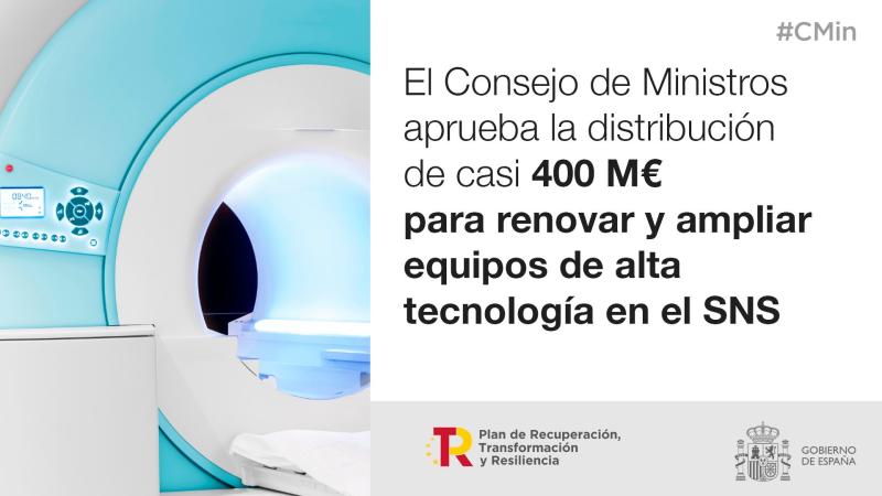 El Gobierno destina más de 8,4 millones de euros a Extremadura para renovar y ampliar equipos de alta tecnología en el SNS