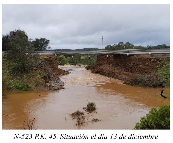 Mitma invertirá 6 millones de euros en las obras de emergencia para reparar la N-523 y otras carreteras en Extremadura tras la borrasca Efraín 